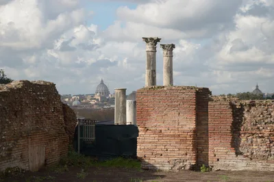Купол собора Святого Петра — Ancient ruins and dome of St. Peter seen from Palatino hill