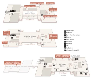Зал регистрации на Эллис-Айленде — NPS statue-of-liberty-ellis-island-floor-map